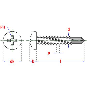 Zelfborende schroef DIN7504M-H 4.8x16mm (200st)