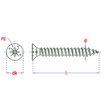 Spaanderplaatschroef VK-Z ZGN 3.0x40mm (200st)