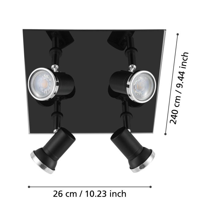 Eglo Tamara plafondlamp 4x GU10 zwart/chrome