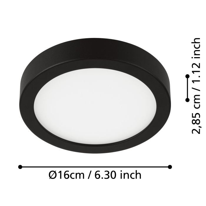 Eglo Fueva 5 opbouwarmatuur 160mm zwart 3000K IP44