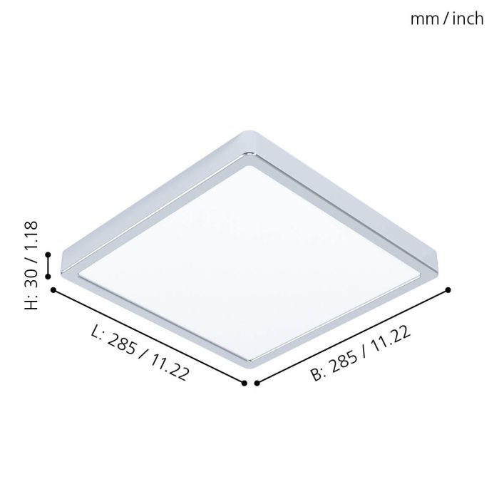 Eglo Fueva 5 LED opbouwarmatuur 285x285mm chroom 2400lm 3000K