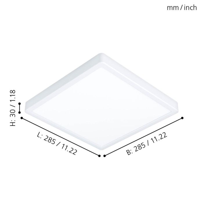 Eglo Fueva 5 LED opbouw 285x285mm wit IP44 2400lm 3000K