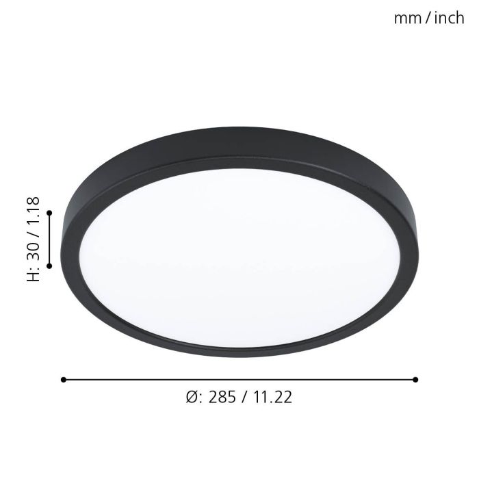 Eglo Fueva 5 LED opbouw 285mm zwart IP44 2400lm 3000K