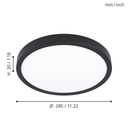 Eglo Fueva 5 LED opbouw 285mm zwart IP44 2400lm 3000K