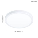Eglo Fueva 5 LED opbouwarmatuur 285mm wit 2400lm 3000K