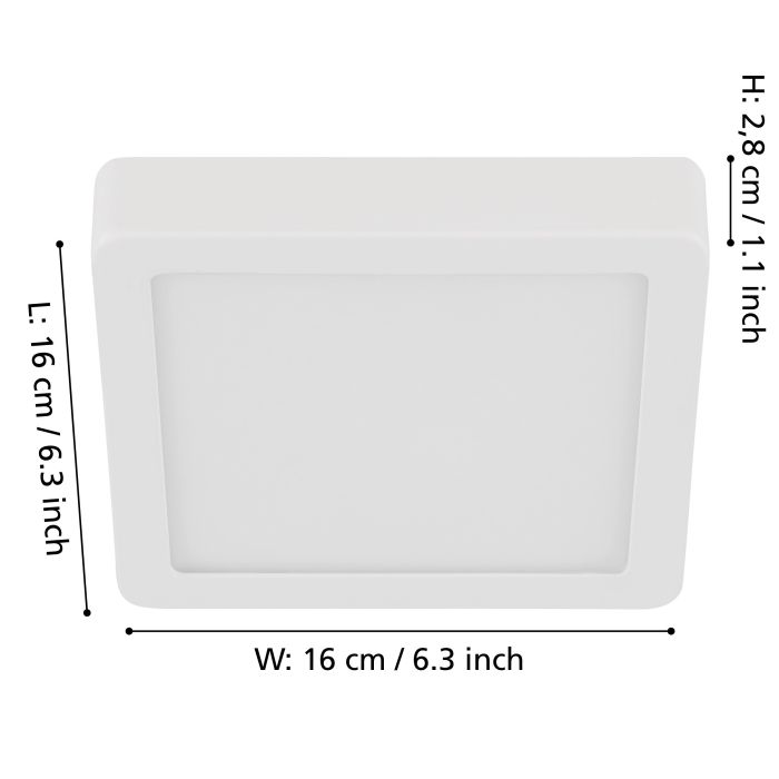 Eglo Fueva 5 opbouwarmatuur 160x160mm wit dimbaar 1350lm 3000K
