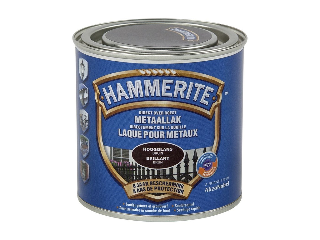 HAMMERITE HOOGGLANSLAK 250ML DONKERBRUIN