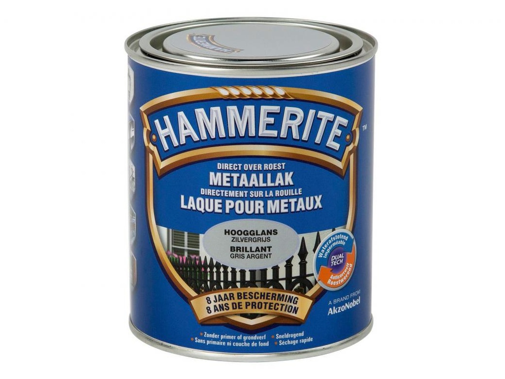 HAMMERITE HOOGGLANSLAK 750ML ZILVERGRIJS