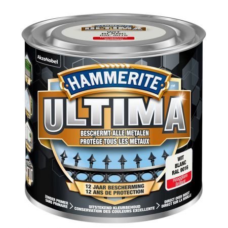 HAMMERITE - ULTIMA HOOGGLANS WIT/9016 - 250ML