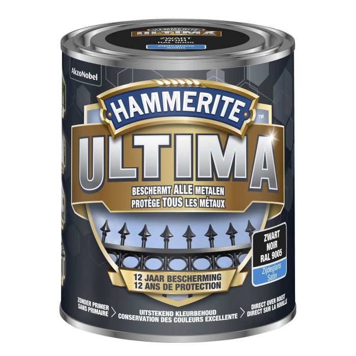 Hammerite - ultima zijdeglans zwart/9005 - 750ML