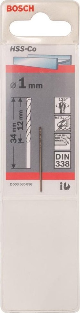 Bosch - metaalboor D-punt HSS-CO 1