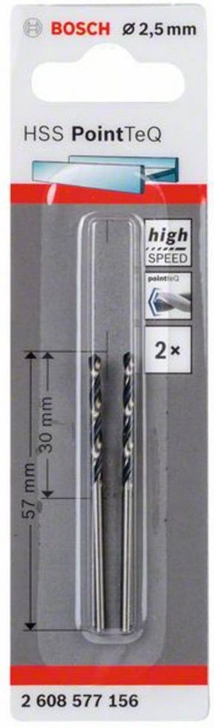 Bosch - 2x metaalboor HSS pointeq 2,5mm