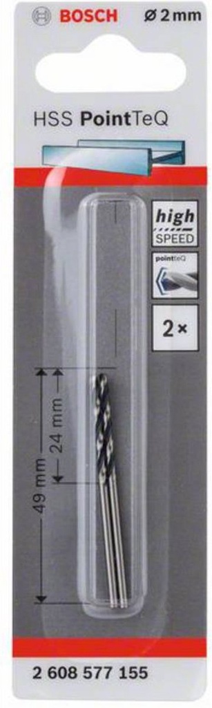 Bosch - 2x metaalboor SS pointeq 2mm