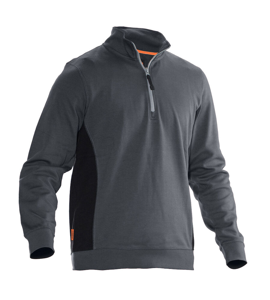 Jobman 5401 halfzip sweatshirt grijs/zwart