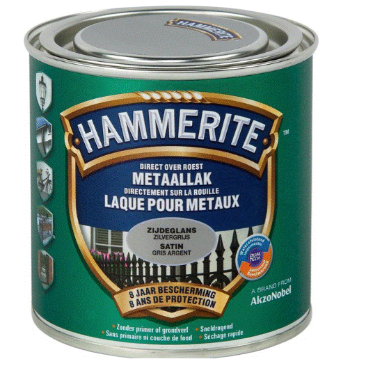 Hammerite metaallak satijnglanslak zilvergrijs - 250ml