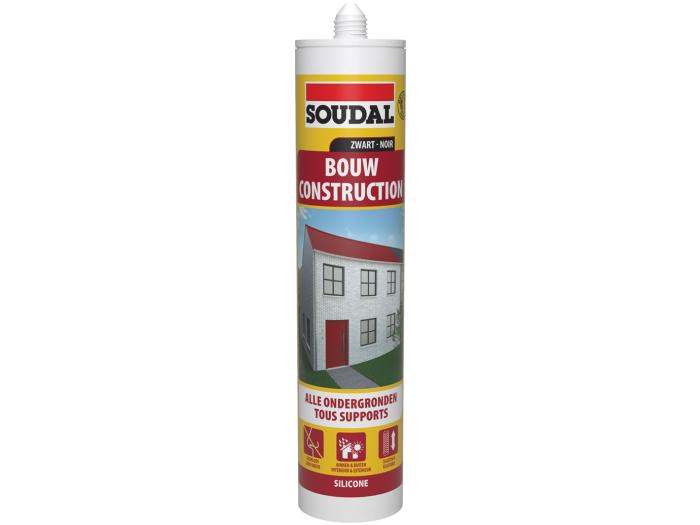 Soudal neutrale silicone bouw zwart - 300ML