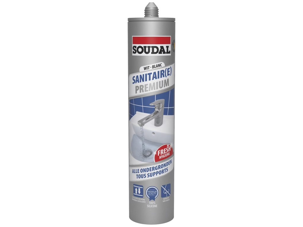 Soudal silicone sanitair premium wit - 290ml