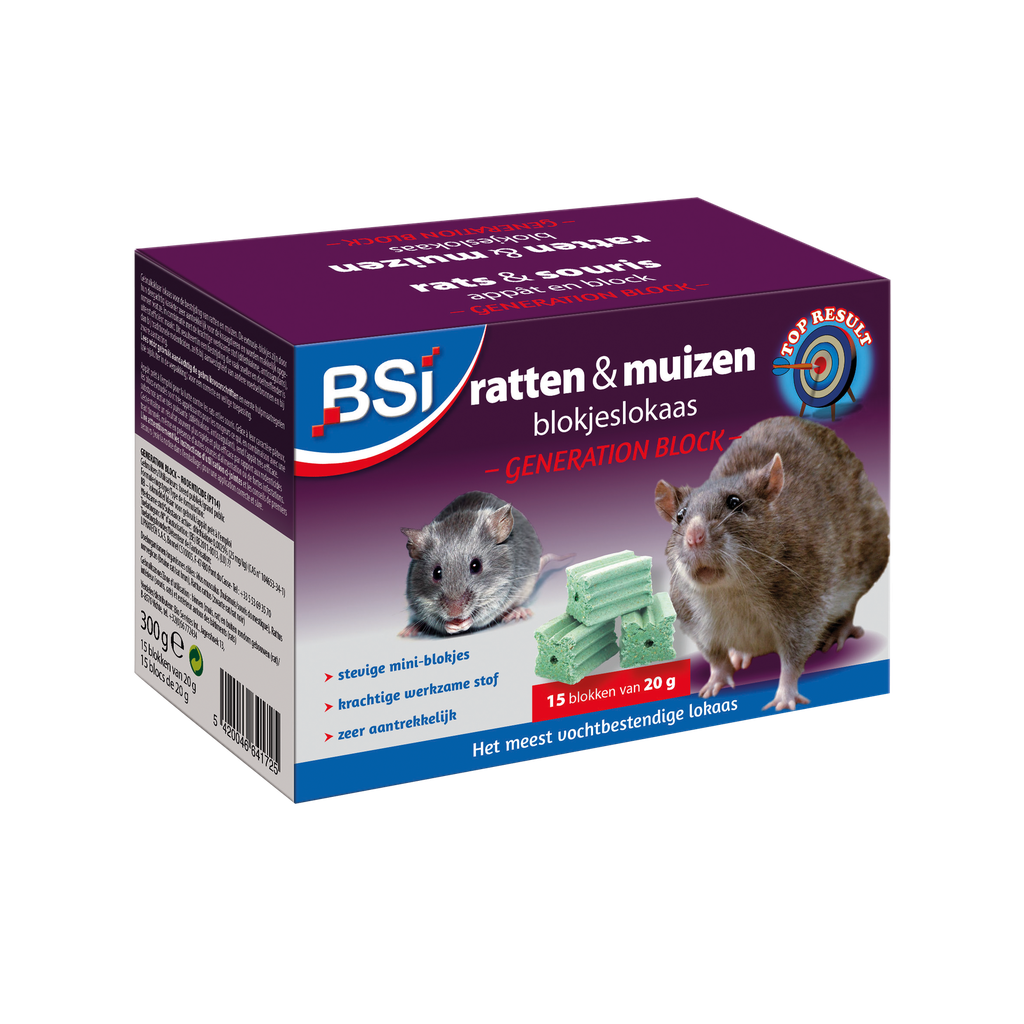 BSI Ratten- en muizengif generation bloc 300gr