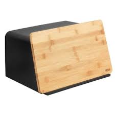 [78221] Kubo broodbox met bamboo snijplank zwart